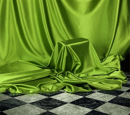 Something secret veiled under green satin silky cloth fabric Stock Photo - Budget Royalty-Free & Subscription, Code: 400-05907016