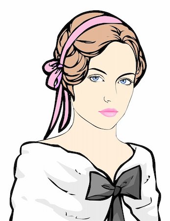 Portrait of a young lady Vector illustration Stock Photo - Budget Royalty-Free & Subscription, Code: 400-05907013