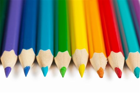 simsearch:400-05738785,k - Colorful pencils over white background Foto de stock - Royalty-Free Super Valor e Assinatura, Número: 400-05907092