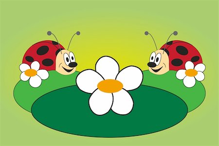 Funny picture of two lovely ladybug with green background Stock Photo - Budget Royalty-Free & Subscription, Code: 400-05907229