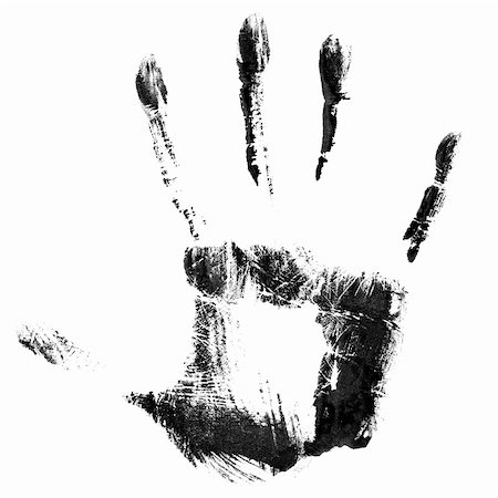 simsearch:400-05303347,k - Black hand print isolated on a white background Foto de stock - Royalty-Free Super Valor e Assinatura, Número: 400-05907267