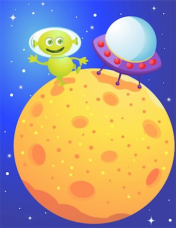 sky to paint cartoon - Vector Illustration Funny Alien Stock Photo - Budget Royalty-Free & Subscription, Code: 400-05907585