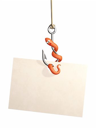 simsearch:400-08258030,k - Scared worm on a fishing hook. Isolated over white Stock Photo - Budget Royalty-Free & Subscription, Code: 400-05907845