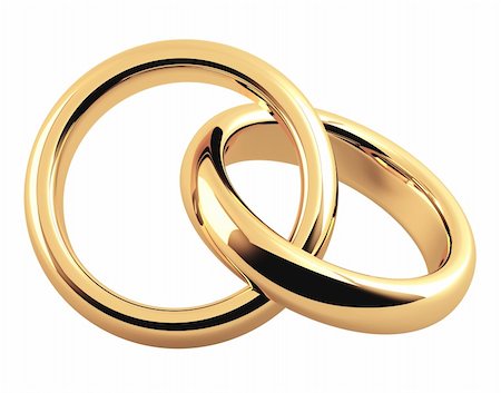 simsearch:400-04070018,k - Two 3d gold wedding ring. Objects isolated over white Stockbilder - Microstock & Abonnement, Bildnummer: 400-05907842