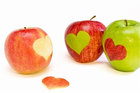 two lovers apples and other apple with droped heart Stock Photo - Budget Royalty-Free & Subscription, Code: 400-05907963