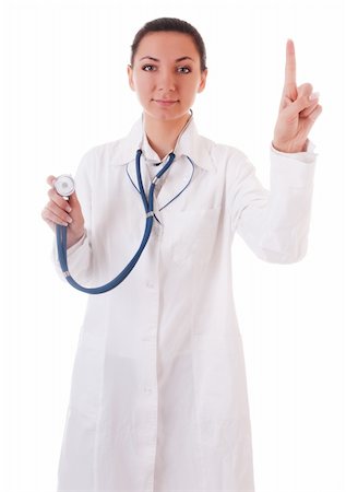 Serious doctor with stethoscope isolated on white background Foto de stock - Super Valor sin royalties y Suscripción, Código: 400-05908006