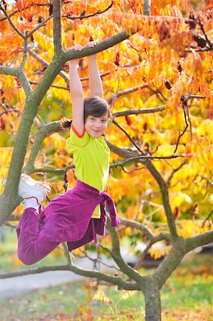 girl climbed on tree Stock Photo - Budget Royalty-Free & Subscription, Code: 400-05908125