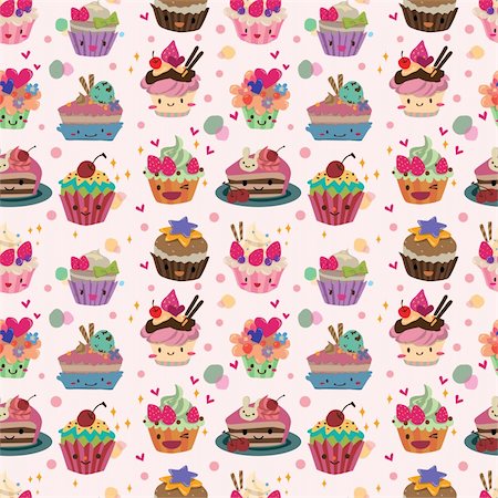 fruit birthday cake with candles - seamless cake pattern Stock Photo - Budget Royalty-Free & Subscription, Code: 400-05908135
