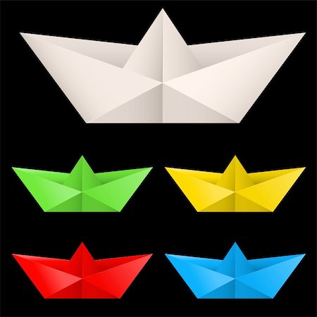 simsearch:400-08774807,k - Paper ships isolated on black background for design Fotografie stock - Microstock e Abbonamento, Codice: 400-05908316