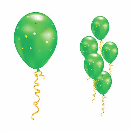 simsearch:400-05680106,k - Green balloons with stars and ribbons. Vector illustration. Stock Photo - Budget Royalty-Free & Subscription, Code: 400-05908324