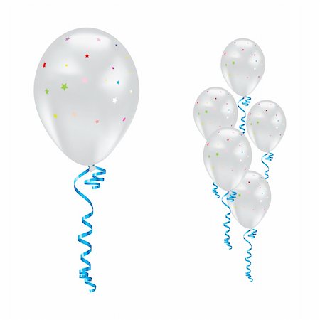 simsearch:400-05680106,k - White balloons with stars and ribbons. Vector illustration. Stock Photo - Budget Royalty-Free & Subscription, Code: 400-05908330