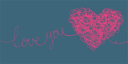 simsearch:400-07265035,k - "love you" words and heart shaped line scribbles on letter format Stock Photo - Budget Royalty-Free & Subscription, Code: 400-05908506