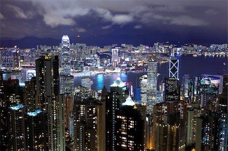 simsearch:400-05889565,k - Hong Kong in night Foto de stock - Royalty-Free Super Valor e Assinatura, Número: 400-05908528