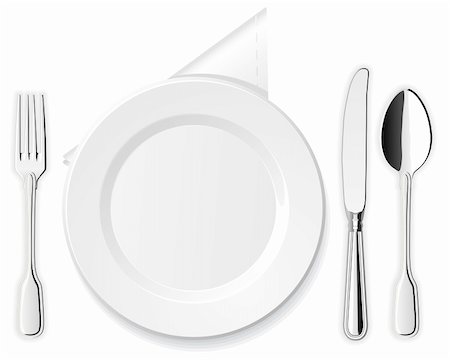 Plate, knife, spoon and fork Stock Photo - Budget Royalty-Free & Subscription, Code: 400-05908598