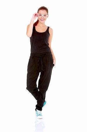 simsearch:400-05908717,k - Fitness woman in black sports clothes isolated on white Foto de stock - Super Valor sin royalties y Suscripción, Código: 400-05908713