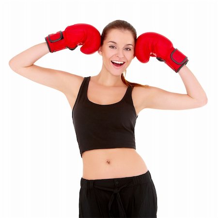 simsearch:400-05908717,k - Beautiful sporty woman with boxing gloves on white Foto de stock - Super Valor sin royalties y Suscripción, Código: 400-05908720