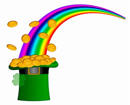 simsearch:400-08502521,k - Saint Patricks Day Hat of Gold with Shamrock Coins and Rainbow Illustration Foto de stock - Super Valor sin royalties y Suscripción, Código: 400-05908992