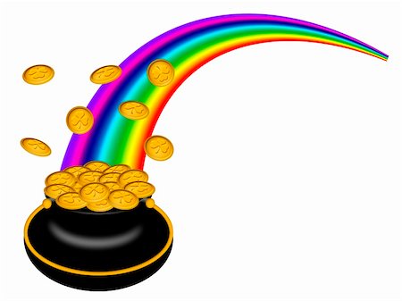 simsearch:400-08502521,k - Saint Patricks Day Pot of Gold with Shamrock Coins and Rainbow Illustration Foto de stock - Super Valor sin royalties y Suscripción, Código: 400-05908993