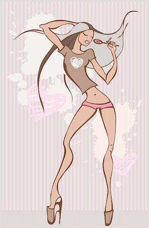 Sexy Sweet woman with candy. Vector illustration. Stock Photo - Budget Royalty-Free & Subscription, Code: 400-05909054