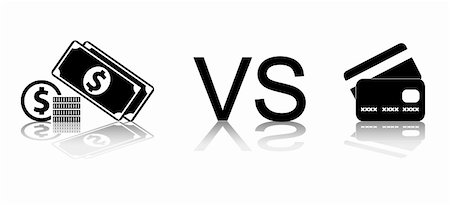 smoki (artist) - Cash vs card. Black and white vector illustration. Stock Photo - Budget Royalty-Free & Subscription, Code: 400-05909159