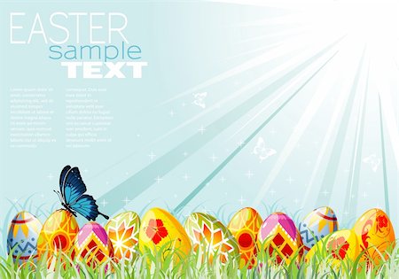 simsearch:400-04242338,k - Easter Eggs with Ornament in Grass with Sample Text (easy removable), vector illustration Photographie de stock - Aubaine LD & Abonnement, Code: 400-05909319