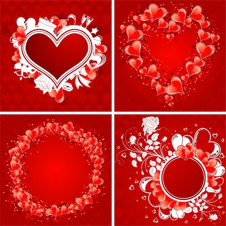 simsearch:400-07955839,k - Four Valentine's Day Poster with Hearts, Cupid and holiday element for design, vector illustration Foto de stock - Super Valor sin royalties y Suscripción, Código: 400-05909332