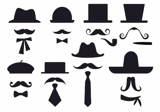 moustaches, hats and ties, gentleman vector set Photographie de stock - Libre de Droits (LD), Artiste: beaubelle, Le code de l’image : 400-05909409