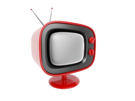 retro tv set isolated on white background Stock Photo - Budget Royalty-Free & Subscription, Code: 400-05909562
