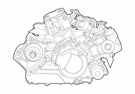 Vectro illustration of a motorcycle engine on white background Stock Photo - Budget Royalty-Free & Subscription, Code: 400-05909783