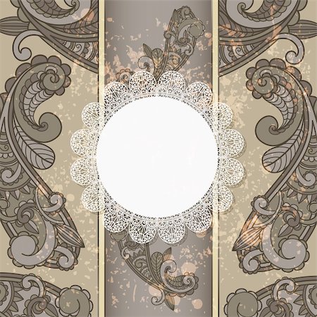 vector menu with paisley pattern and napkin for your text on  grungy background Stock Photo - Budget Royalty-Free & Subscription, Code: 400-05909807