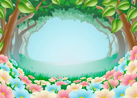 A beautiful fantasy woodland forest scene illustration Stock Photo - Budget Royalty-Free & Subscription, Code: 400-05909873