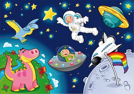 extraterrestre - Man in the space. Cartoon and vector isolated illustration. Photographie de stock - Aubaine LD & Abonnement, Code: 400-05909893