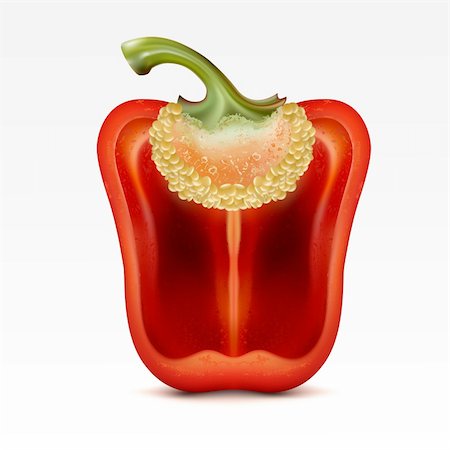 red pepper - Half a red pepper on the  white background Foto de stock - Super Valor sin royalties y Suscripción, Código: 400-05909949