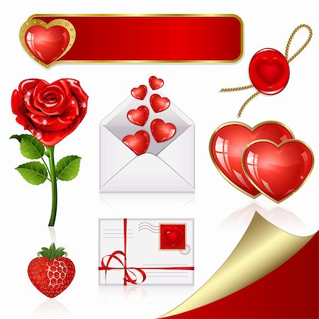 rose vector - Collection of design elements on Valentine's Day Foto de stock - Super Valor sin royalties y Suscripción, Código: 400-05909967