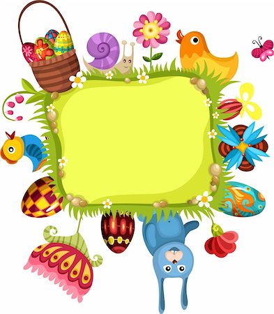 rabbit butterfly picture - vector illustration of a easter card Stock Photo - Budget Royalty-Free & Subscription, Code: 400-05900127