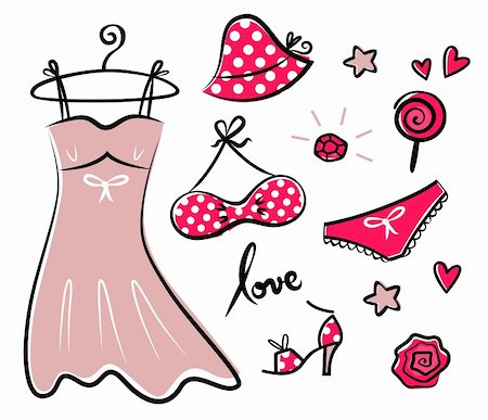 Vector doodle set of red fashion accessories or items for woman. Stock Photo - Budget Royalty-Free & Subscription, Code: 400-05900123