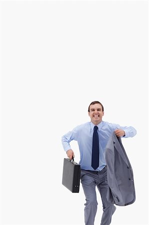 simsearch:400-05714996,k - Happy businessman with suitcase about to jump against a white background Foto de stock - Super Valor sin royalties y Suscripción, Código: 400-05900234