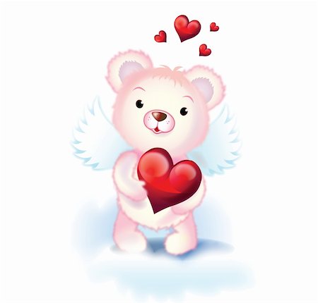 simsearch:400-05034943,k - cute pink cupid bear with wings and red hearts Foto de stock - Super Valor sin royalties y Suscripción, Código: 400-05900346