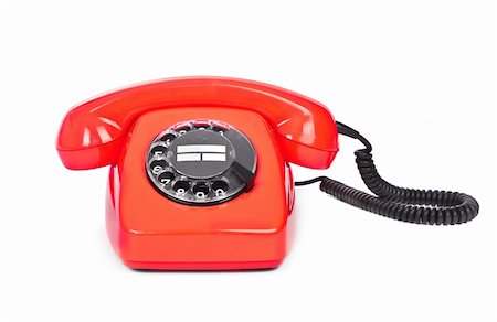 red bakelite phone on white background Stock Photo - Budget Royalty-Free & Subscription, Code: 400-05900788