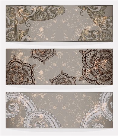 three vector banners with paisley pattern and place for your text on  grungy background Stock Photo - Budget Royalty-Free & Subscription, Code: 400-05900918