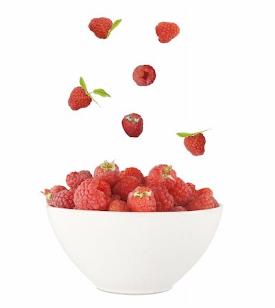 simsearch:400-07667203,k - fresh red raspberries falling isolated on white background Stock Photo - Budget Royalty-Free & Subscription, Code: 400-05901375