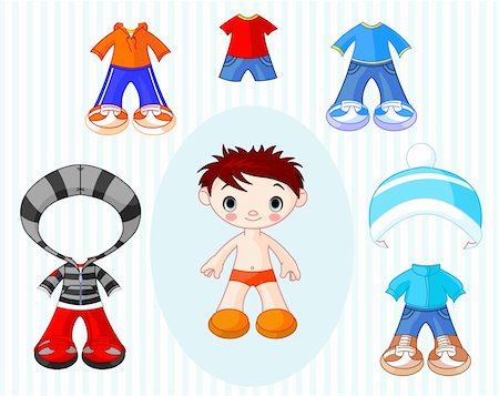 Paper Doll boy with different clothes Stock Photo - Budget Royalty-Free & Subscription, Code: 400-05901678