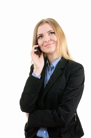 simsearch:400-06199596,k - Business woman with a phone on white background isolated Foto de stock - Super Valor sin royalties y Suscripción, Código: 400-05901755