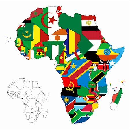 Vector illustration for the continent of Africa. Over 50 countries including several small islands, rivers and lakes not visible unless zoomed in. Very editable if needed. Stockbilder - Microstock & Abonnement, Bildnummer: 400-05901762