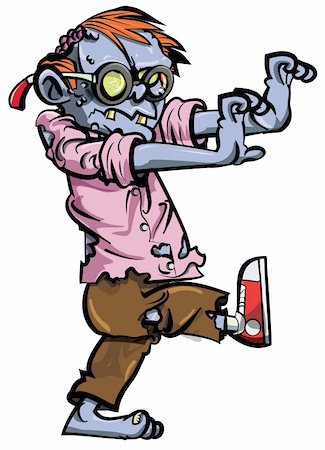 Cartoon zombie with exposed brain. Isolated on white Foto de stock - Super Valor sin royalties y Suscripción, Código: 400-05901943