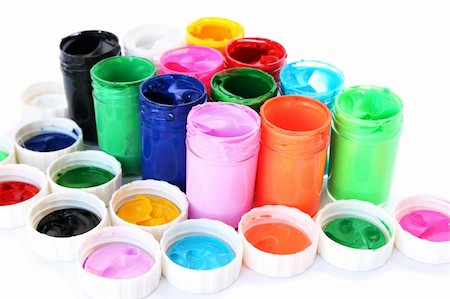 photography paint pigments - Colorful paints isolated on white background. Stock Photo - Budget Royalty-Free & Subscription, Code: 400-05902134