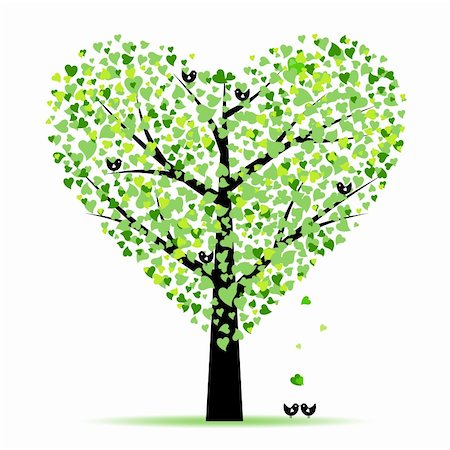 simsearch:400-05925443,k - Valentine tree with hearts leaves and birds Stock Photo - Budget Royalty-Free & Subscription, Code: 400-05902206