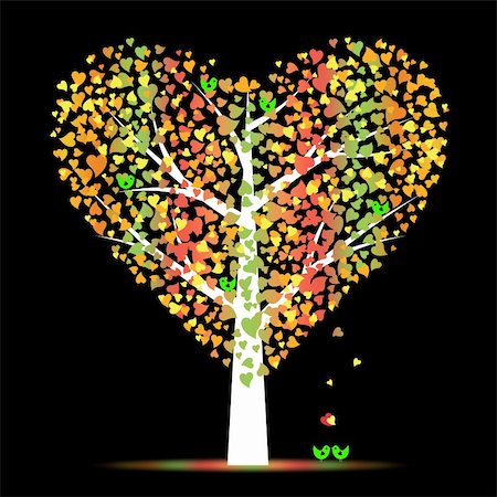 simsearch:400-05925443,k - Valentine tree with hearts leaves and birds Stock Photo - Budget Royalty-Free & Subscription, Code: 400-05902208