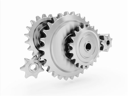 3d render of five connected metal gears Fotografie stock - Microstock e Abbonamento, Codice: 400-05902322