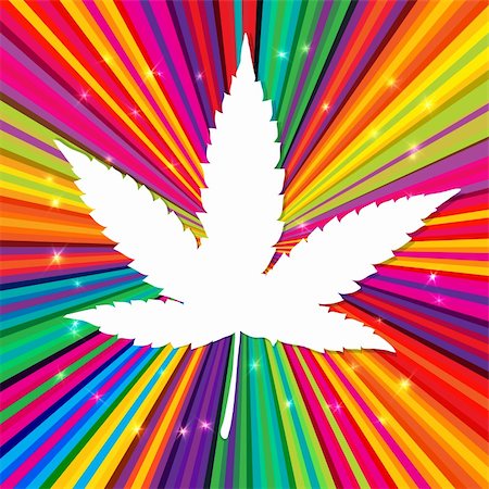 Cannabis leaf on abstract psychedelic background, vector, EPS10 Stock Photo - Budget Royalty-Free & Subscription, Code: 400-05902393